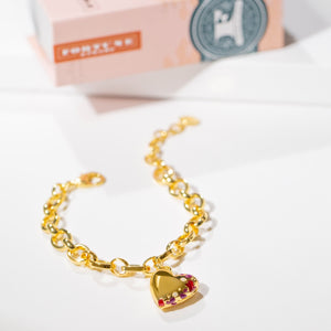 Jeweled Heart Bracelet - Gold